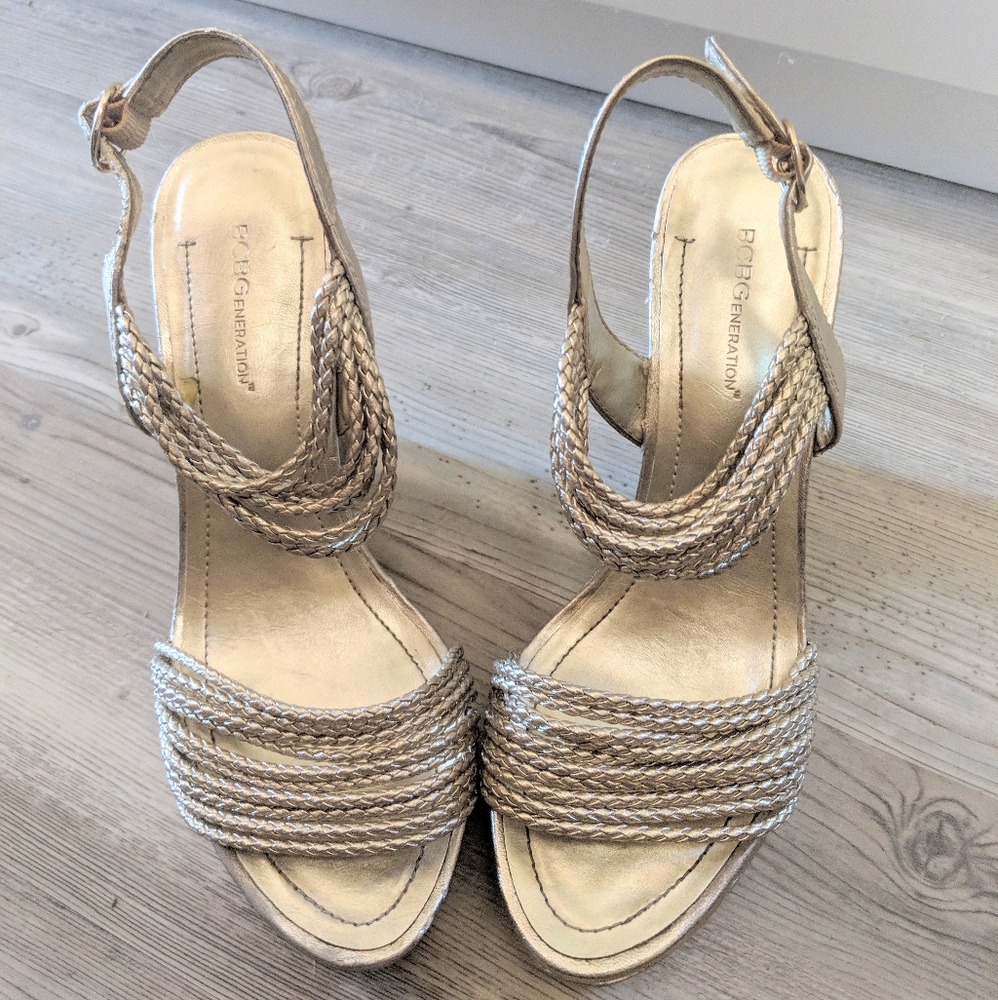 BCBGeneration Golden Leather Rope Wedges